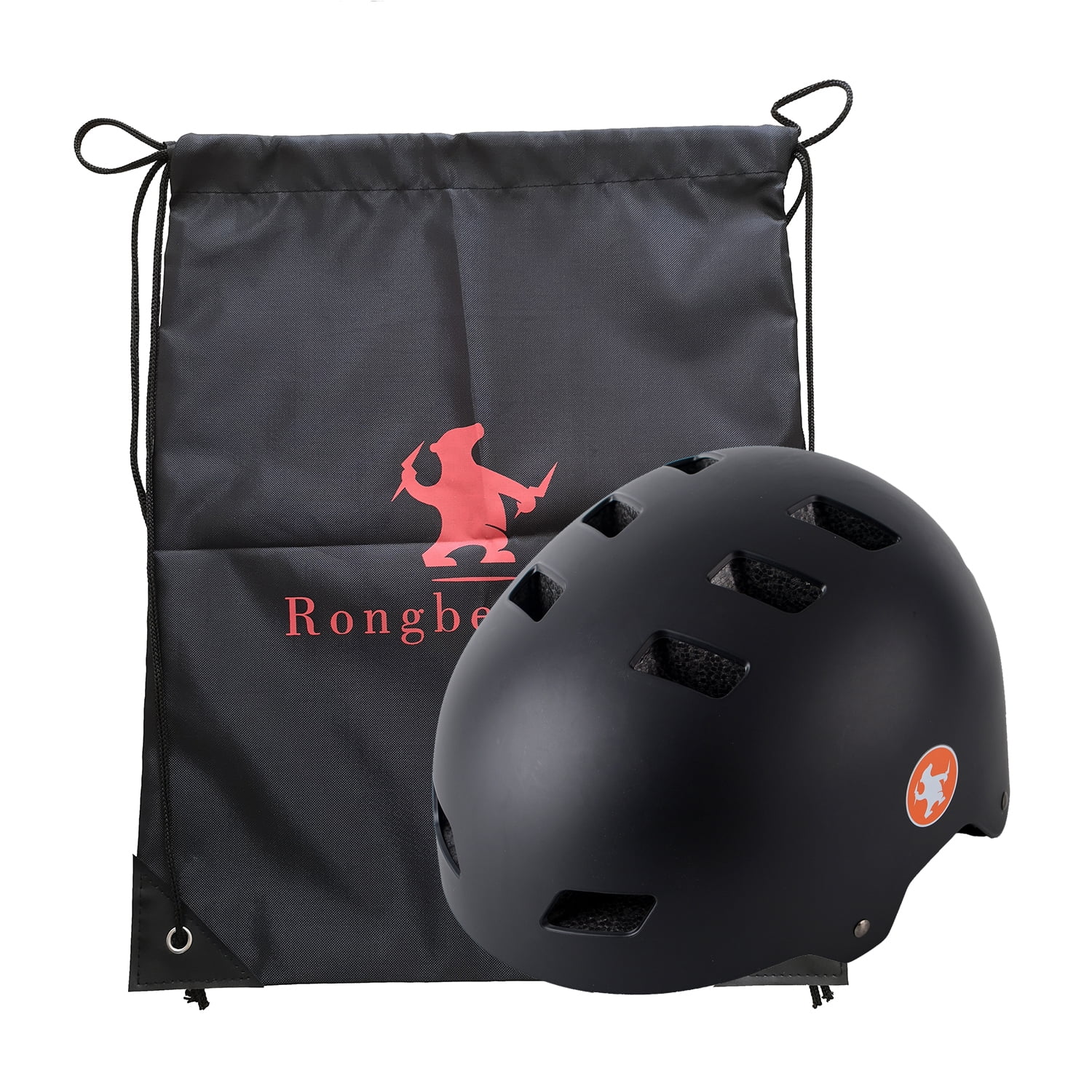 Rongbenyuan Adult Men Bike Helmet with Carry Bag,Multi-Sport for Scooter Skating Rollerblading, Black(59-62cm)