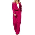 thumbnail image 2 of 2 Piece Outfits for Women Dressy Blazer Jackets High Waisted Straight Leg Pants Suits Set Business Casual Rose Red XXL, 2 of 9