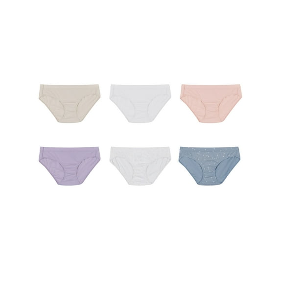 Hanes Women's Pure Comfort Hipster Underwear, Organic Cotton, 6-Pack Assorted 8