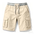 thumbnail image 4 of Ihhxva Men's Casual Shorts Elastic Waist 5" Inseam Solid Color Multi-Pockets Bermuda Shorts Summer Outdoor Vacation Shorts - Khaki XL, 4 of 5