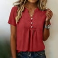thumbnail image 2 of Stamzod Women's Short Sleeve Shirts Business Dressy Summer Tops 2026 Trendy Casual Work Outfits Blouses Red L, 2 of 9