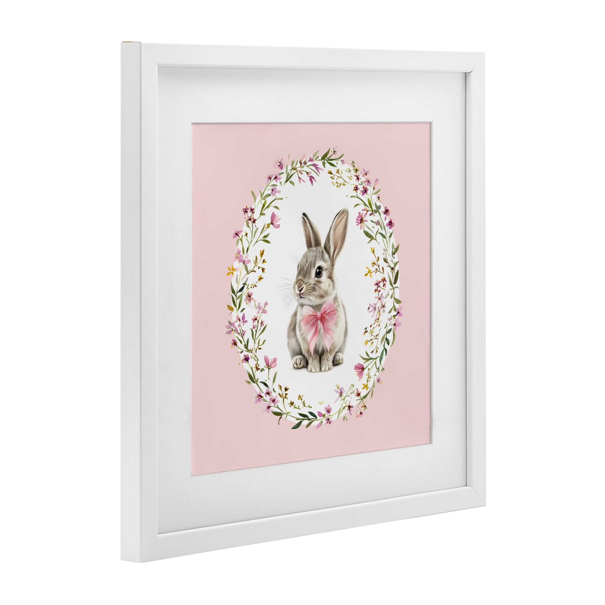 Stupell Industries Blush Pink Bunny White Framed Print Under Glass, design by Christine Simpson Art