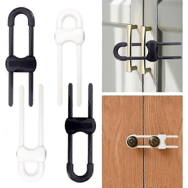 4 Pieces Child Safety Cabinet Locks - Child Lock for Cabinet - Child Lock - Suitable for Cabinets and Drawers (Black White)