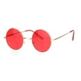 thumbnail image 2 of Mens Hippie Color Round Circle Lens Hipster Metal Rim Sunglasses Gold Red, 2 of 4