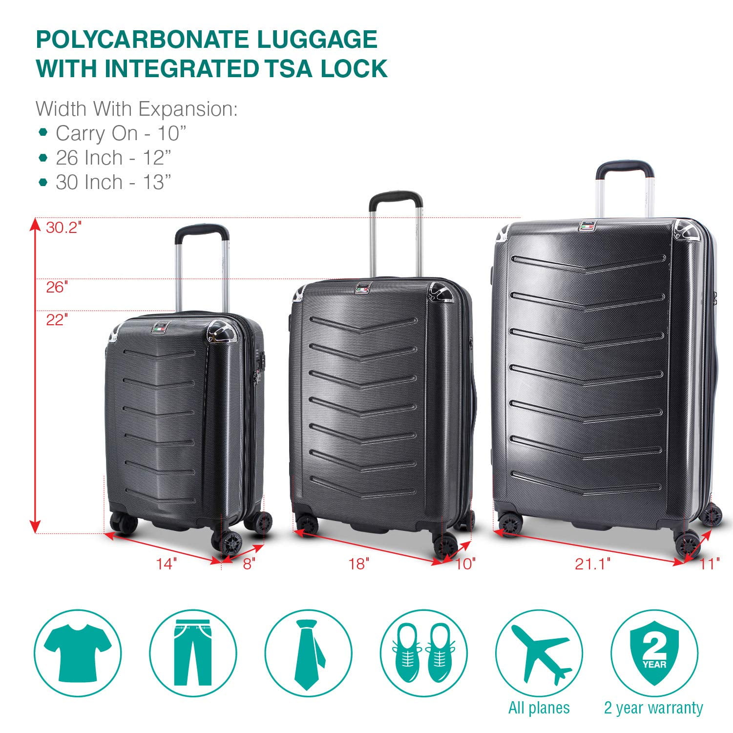 30 inches suitcase