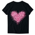 thumbnail image 2 of Soldes Aujourd'hui Liquidation Iumwxz T-Shirts de la Saint-Valentin Femmes T-Shirts Basiques T-Shirts pour Femmes T-Shirt Graphique Cœur Hauts Col Rond Manches Courtes Hauts T-Shirt pour Dames Coupe Ample Fête, 2 of 4