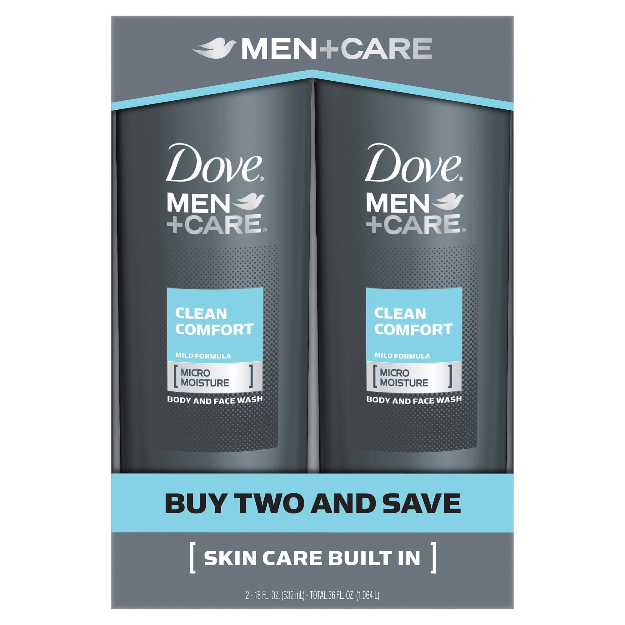 Dove Men+Care Clean Comfort Body and Face Wash - Twin Pack