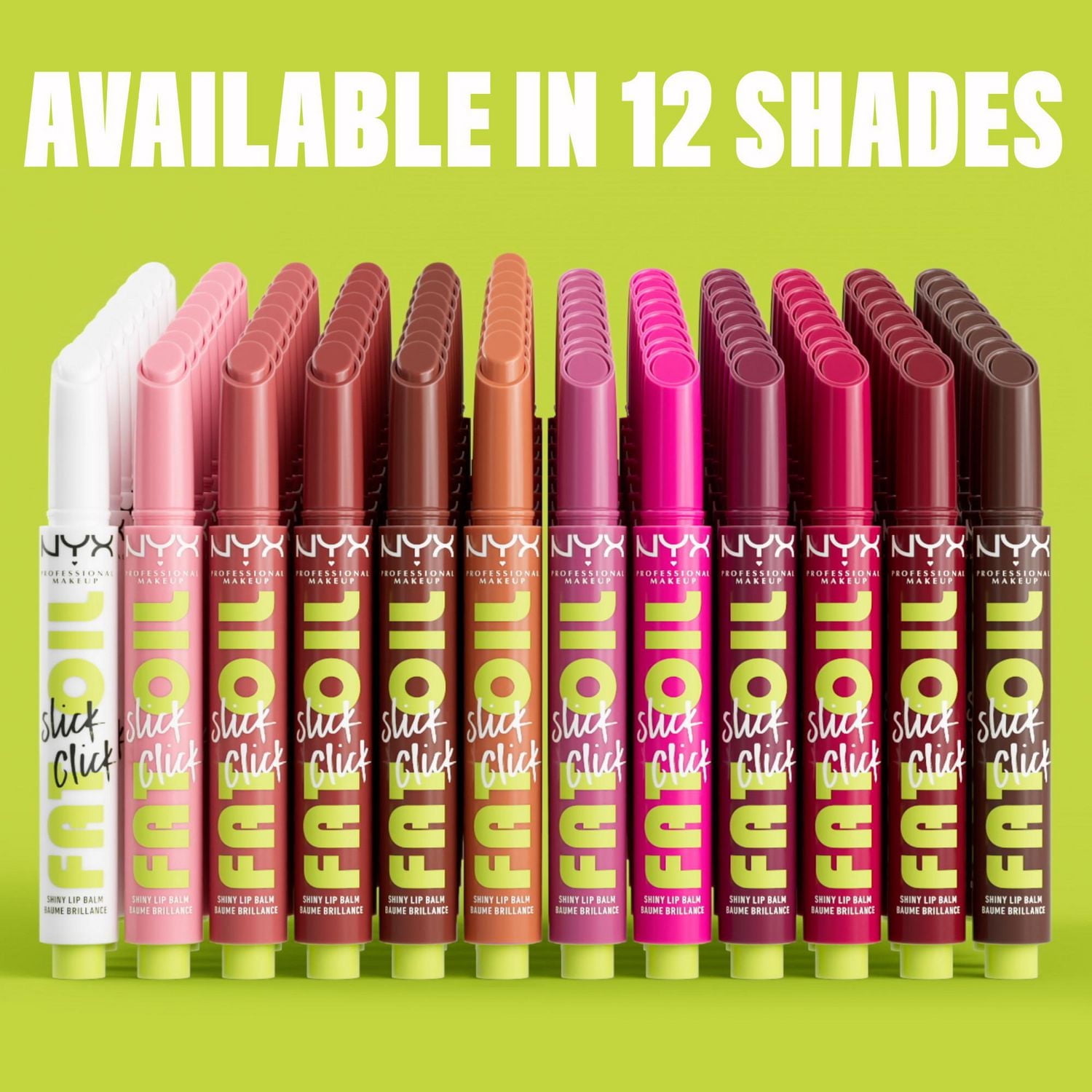 NYX PROFESSIONAL MAKEUP, Fat Oil Slick Click, Balm in a stick, Infused with nourishing oils, High shine finish - Double Tap (Raspberry Pink