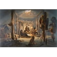 thumbnail image 2 of Bodmer, Karl 14x11 Black Ornate Wood Framed with Double Matting Museum Art Print Titled - The Interior of the Hut of a Mandan Chief, 2 of 4