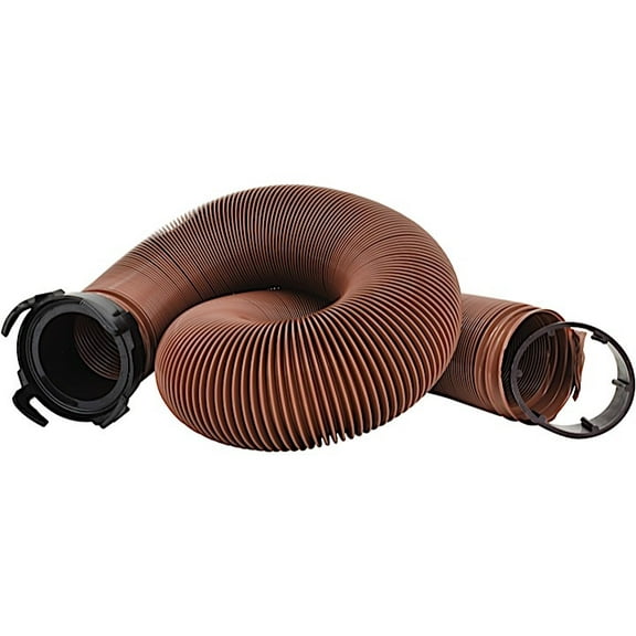 Valterra D04-0086 Bronze 10' E-Z Flush Heavy Duty RV Drain Hose & 3" Straight Hose Adapter
