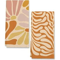 Retro Groovy Hippie Pastel Colored Geometric Flowers Matisse Floral Kitchen Towels,Dish Cloth Flour Sack Hand Towel for Farmhouse Kitchen Decor,26x18 Inches Cotton Dish Towels Dishcloths