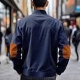 thumbnail image 5 of Men's Corduroy Jacket, Full Zip Patchwork Mock Neck Jackets Fall Winter Loose Mens Sport Coats With Elbow Patches, 5 of 8