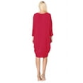 thumbnail image 3 of Women's Plus Size Round Neck Draped Side 3/4 Dolman Sleeves Dress, 3 of 4