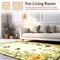 thumbnail image 2 of ODIKA 3'x5' Machine Washable Non-Slip Area Rug, Elegant Wildflower and Motif With Delicate Vines Leaves High Traffic Rug, Yellow, 227038, 2 of 7