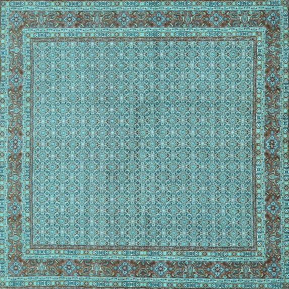 Ahgly Company Indoor Square Persian Light Blue Traditional Area Rugs, 8' Square