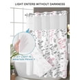 thumbnail image 6 of No Hook Shower Curtain with Snap-in Liner, Pink Grey Botanical Waterproof Fabric Bathroom Curtains, Watercolor Spring Floral Summer Leaf Bath Curtains & Mesh Top Window Stall 48"x72", 6 of 9