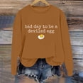 thumbnail image 2 of Telankuip Bad Day to Be a Egg Sweatshirts for Women Retro Crewneck Long Sleeve Pullover Hoodless Casual Workout Tops for Daily Wear Soft Comfort Fall Winter Outfits 1-Brown M, 2 of 3
