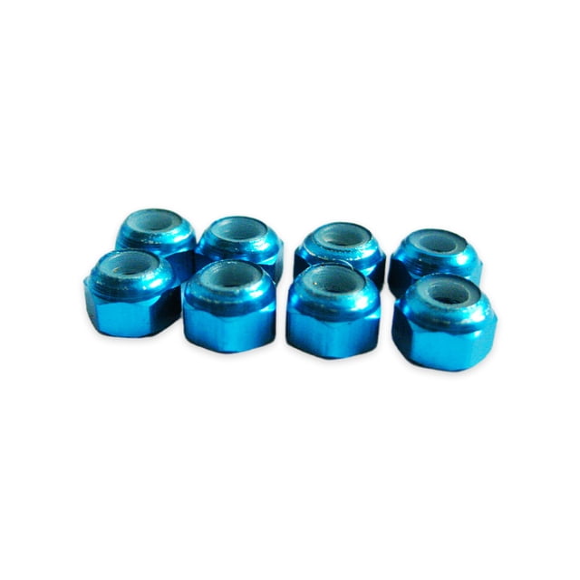 Vogacara Tuerca de seguridad de nailon con bridas de aleación de aluminio, 8 piezas, M3 para Hobbico Dromida Premium, aleación de aluminio M3, Kits de construcción modelo Azul