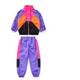 thumbnail image 4 of Unisex Kids Color Block Clothing Set Stylish Street Retro Tracksuit Outfits Hop Dance Dress Versatile Dailywear 8-9 Years, 4 of 6