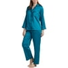 Miss Elaine Pajama Set - Women's Satin PJ Set, Elastic Waist and Button Up Top, Sleepwear and Loungewear for Women , XL
