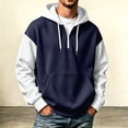 thumbnail image 2 of Bainana Men Half Zip Hoodie Long Sleeve Fashion Hoody Color Block Hooded Tops Everyday Wear Fall Outfit Size Xxxl, 2 of 4