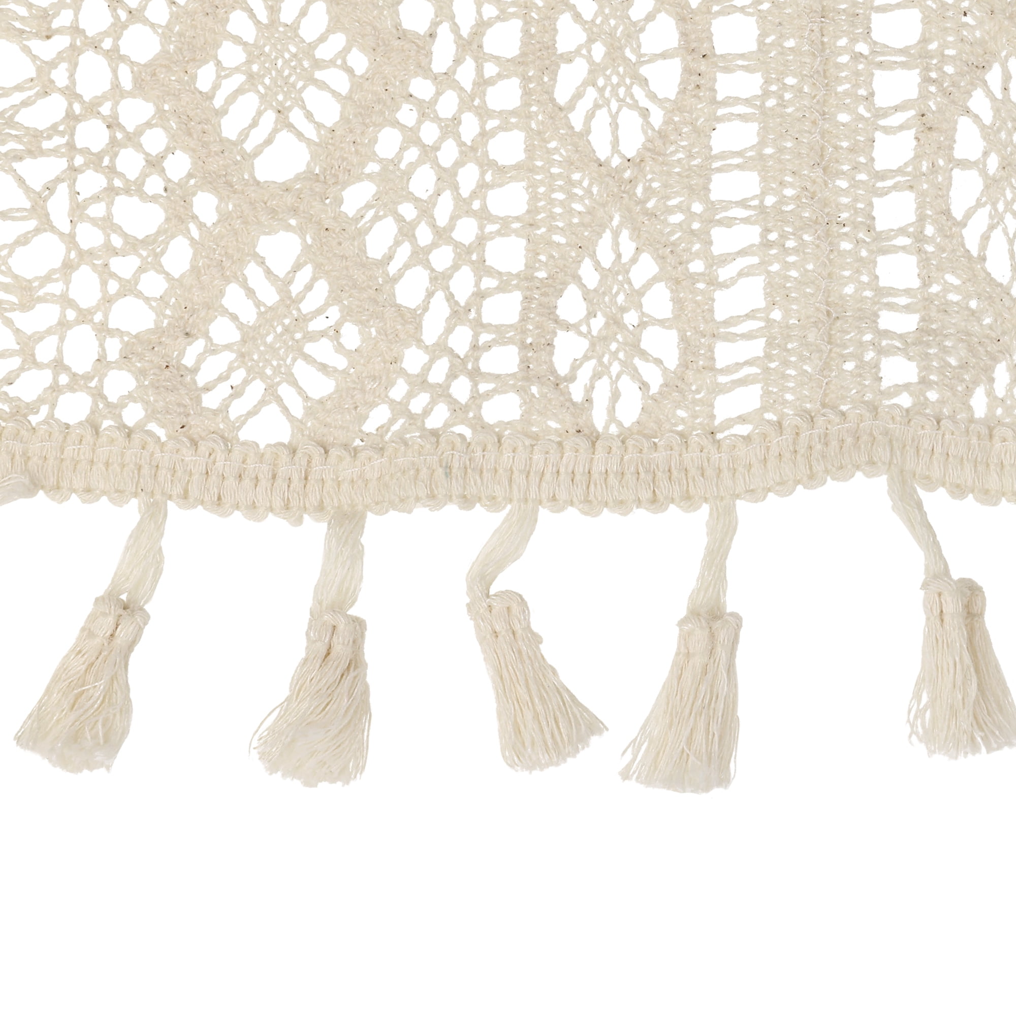 Unique Bargains Table Runners with Lace Tassel Table Flags for Casual Daily Decoration Beige 9"x71"