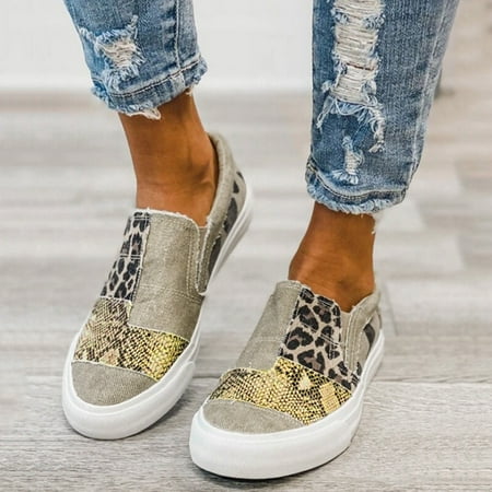 

Christmas Women s Fashion Flat Overshoes Color Blocking Large Size Casual Canvas Shoes