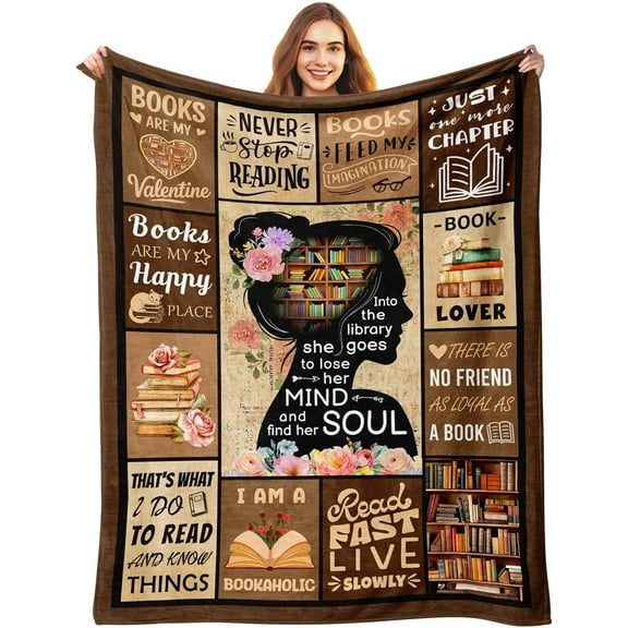 Book Lovers Gifts - Gifts for Book Lovers - Booklover Gift for Women - Bookworm Librarian Readers Booklover Bookish Reading Accessorie Blankets Present for Women Girls - Books Lover Blanket