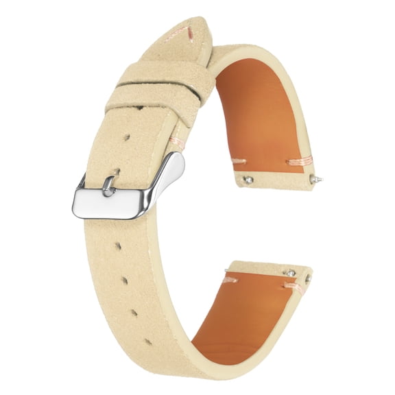 Uxcell Leather Watch Band 21mm Width Watch Strap Top-Grain Suede Cowhide Wrist Bands Replacement with Stainless Steel Buckle for Men Women, White