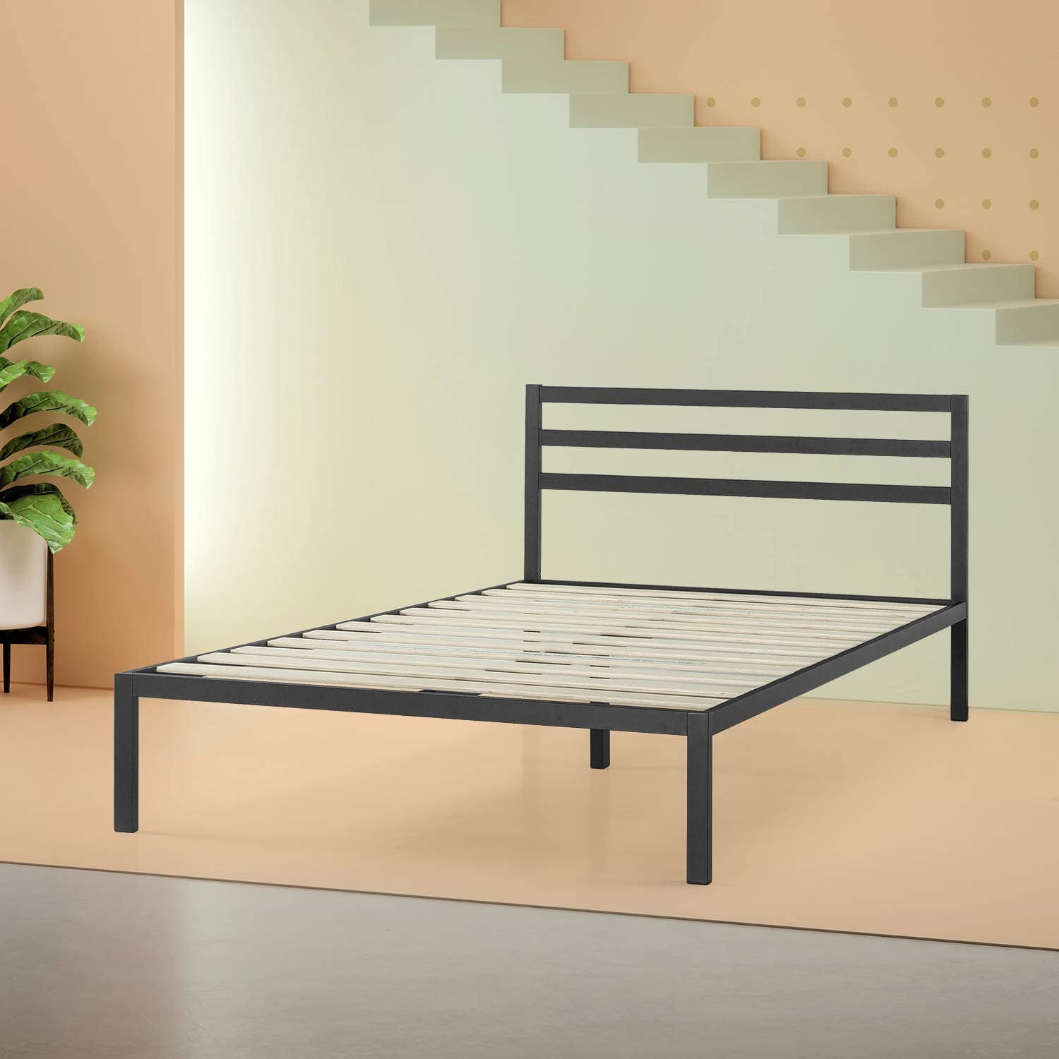 Zinus Mia Modern Studio 14 Inch Platform 1500h Metal Bed Frame With Headboard King Az Asmph 15k Black Walmart Com Walmart Com