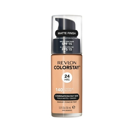 Revlon ColorStay Makeup for Combination/Oily Skin SPF 15, Longwear Liquid Foundation, Matte Finish, Oil Free, 140 Oatmeal, 1.0 oz
