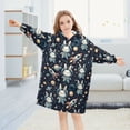thumbnail image 5 of Dailycode Wearable Blanket Hoodie Oversized Sherpa Flannel Blankets with Pocket for 3-14 Year Old Cartoon Rabbit Astronaut, 5 of 7