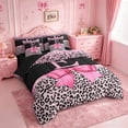 thumbnail image 2 of Erosebridal Cheetah Letter E Monogram 7-Piece Bedding Comforter Set,Chic Leopard Printed King Bedding Sets For Girls Kids,Black Reversible, 2 of 7