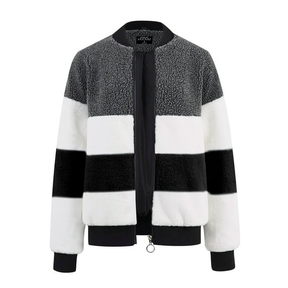 MBJ WJC2154 Women's Long Sleeve Zipper up Parka Sherpa Faux Mink fur Shaggy Soft Fuzzy Fleece Jacket XL BLACK