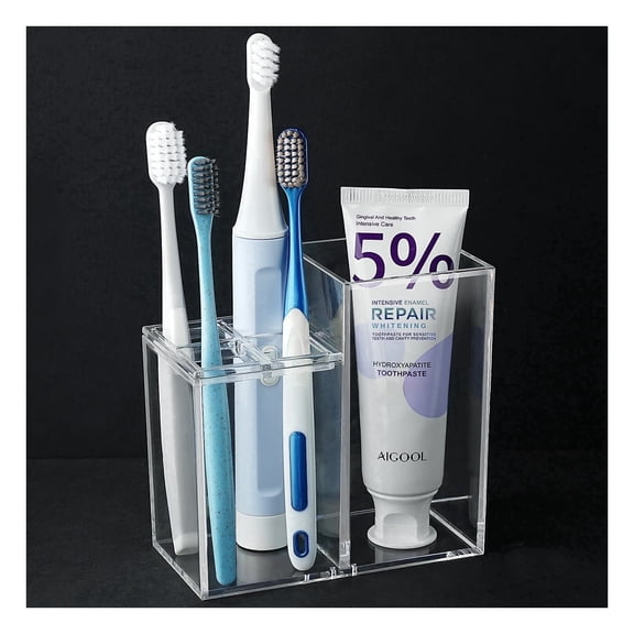 Samhe Toothbrush Holders for Bathroom, Acrylic Toothbrush and Toothpaste Storage Organizer Holder