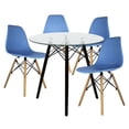 thumbnail image 1 of Comedor Cristal con Patas Nogal para 4 Personas Sillas Oslo Azul, 1 of 7