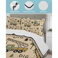 thumbnail image 3 of Quilt King Size Bedding Set, Cartoon Tractor Reversible Summer Quilt 3 Pieces, Cute Digger Shovel Truck Car Khaki Lightweight Bedspreads Coverlets with 2 Pillow Shams for All Seasons, 3 of 5