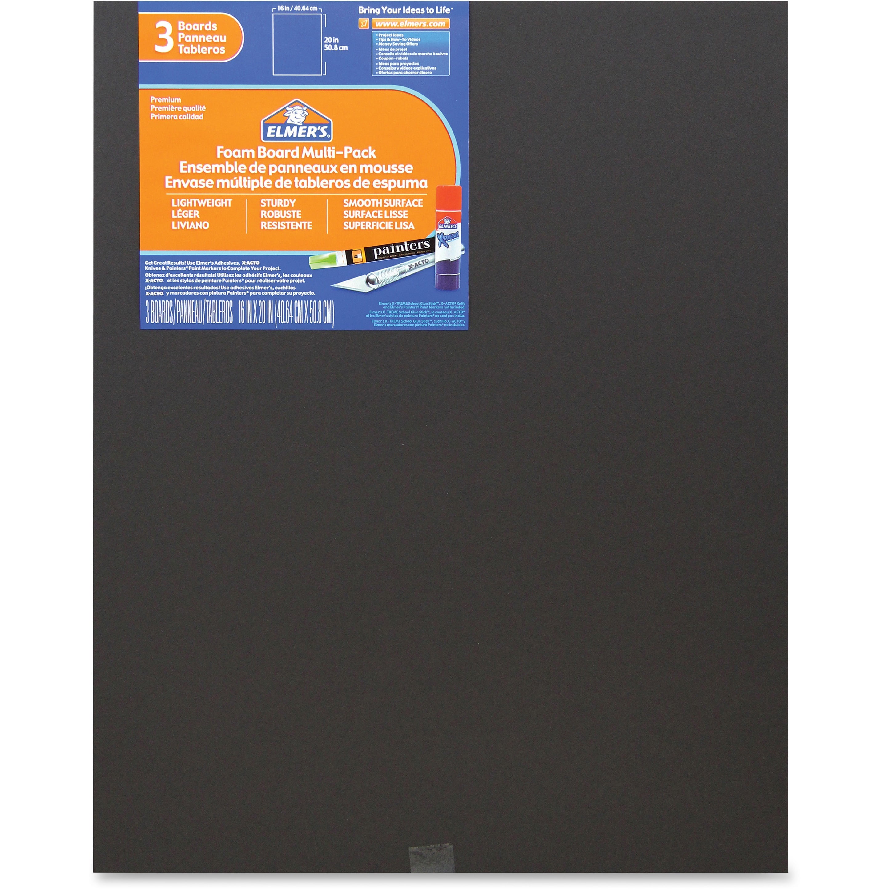 Elmer's, EPI950025, 3pack Black Foam Boards, 3 / Pack, Black