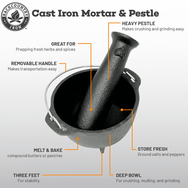 Mortar & pestle cast iron 4 mouth