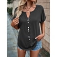 thumbnail image 5 of Summer Plus Size Tops for Women Plain Short Sleeve V Neck T Shirts for Women Dressy Casual Work Office Blouses, 5 of 6