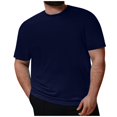 thumbnail image 1 of Plus Size Mens Casual Round Neck Solid Color Short Sleeve T-Shirt Blouse Tops 4XL, 1 of 5