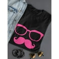 thumbnail image 3 of Moustache Glasses Graphic Design Women Black T-Shirt, Female XX-Large, 3 of 4