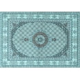 thumbnail image 1 of Ahgly Company Machine Washable Indoor Rectangle Medallion Light Blue Traditional Area Rugs, 8' x 12', 1 of 4