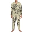 thumbnail image 3 of Lsque Vintage Floral Pattern Long Sleeve Pajama Set for Men - Soft 2-Piece Sleepwear and Loungewear Set with Pockets, Comfy Nightwear-XX-Large, 3 of 7