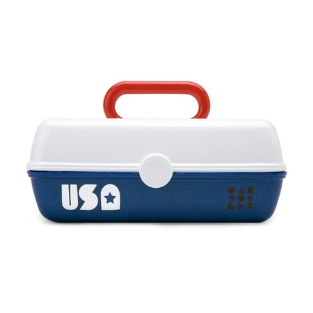 Caboodles Pretty In Petite Classic Cosmetic Case, White over Blue