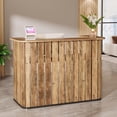 thumbnail image 5 of Finmind 63" U-Shaped Reception Desk with Counter, Modern Front Desk with Private Panel for Salon, Lobby, Retail Store, Office, Rustic Brown, 5 of 7