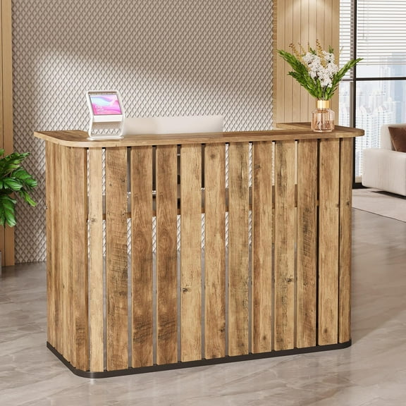 Tribesigns 63-Inch Modern U-Shaped Reception Desk with Counter, Suitable for Lobby, Salon, Reception Room, Office