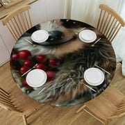 Akjvoe Cute Sloth Print Classic Round Table Cloth,Table Cover Waterproof Table Cloth Stain-Resistant Wipeable Round Table White