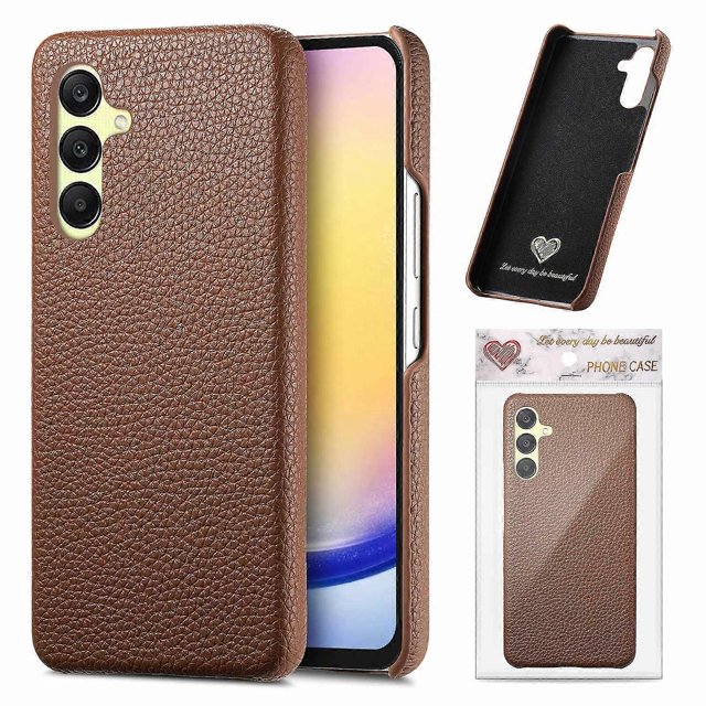 For Samsung Galaxy A36 5G Case Litchi Texture Leather Coated PC Mobile Back Cover - Black