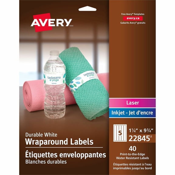 Avery Waterproof Labels, 1-1/4" x 9-3/4", Matte White, 40ct (22845)